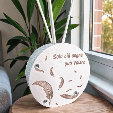 PROFUMA AMBIENTI TONDO CON STRASS E PIUME PER BOMBONIERE ELEGANTI