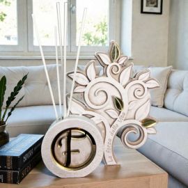 PROFUMATORE A FORMA DI ALBERO CON LETTERA DORATA PER BOMBONIERE UNICHE