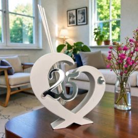 PROFUMATORE A FORMA DI CUORE PER 25° ANNIVERSARIO NOZZE D'ARGENTO