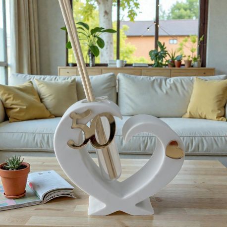 DIFFUSORE A FORMA DI CUORE PER LE BOMBONIERE DEL 50° ANNIVERSARIO