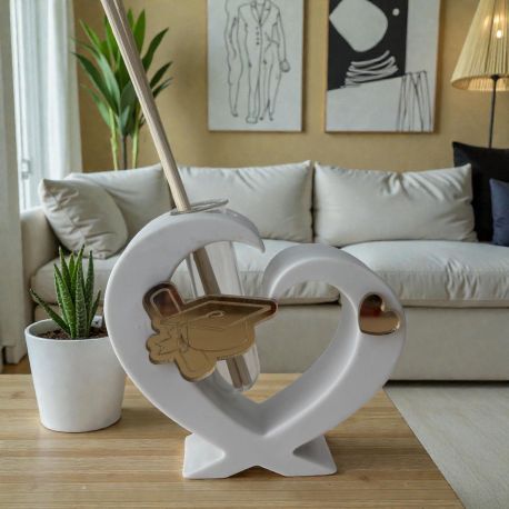 PROFUMATORE CUORE CON TOCCO ORO PER LAUREA: BOMBONIERA UNICA