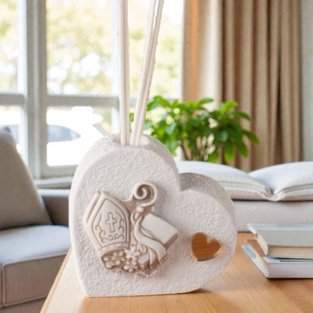 PROFUMATORE A FORMA DI CUORE CON MITRA E BASTONE PER CRESIMA