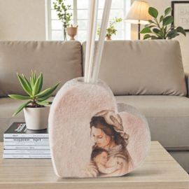 PROFUMATORE AMBIENTE A FORMA DI CUORE PER BATTESIMO MADONNA E BAMBINO