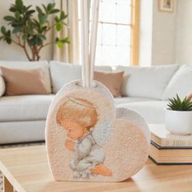 DIFFUSORE A FORMA DI CUORE CON ANGIOLETTO PER BOMBONIERE UNICHE