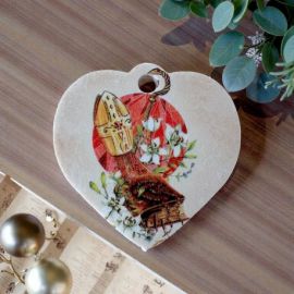 CIONDOLO A FORMA DI CUORE CON MITRA E BASTONE PER BOMBONIERE CRESIMA