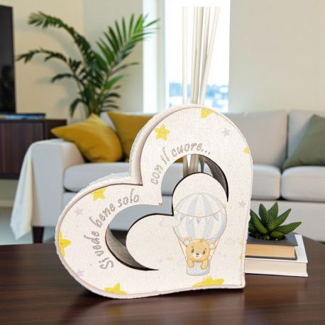 DIFFUSORE DI ESSENZE MONGOLFIERA CON ORSETTO CELESTE PER BATTESIMO