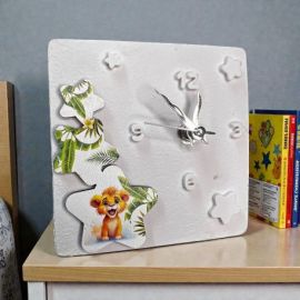 OROLOGIO DA TAVOLO CON LEONE E FOGLIE PER BOMBONIERE UNICHE