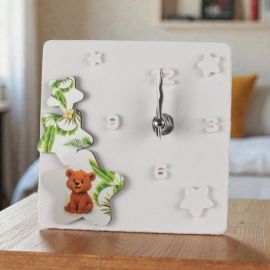 BOMBONIERA OROLOGIO CON ORSETTO E STELLINE PER BATTESIMO E COMUNIONE