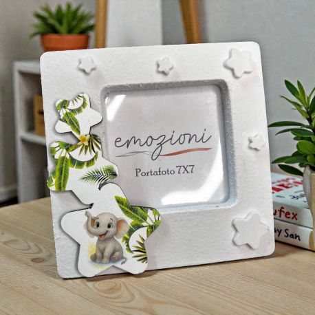 PORTAFOTO CON STELLINE ED ELEFANTE PER BOMBONIERE BATTESIMO