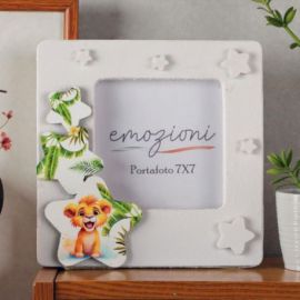 PORTA FOTO DA TAVOLO CON LEONE E FOGLIE PER BOMBONIERE UNICHE