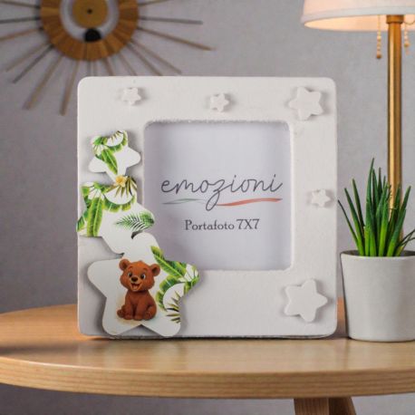 CORNICE PER FOTO CON ORSETTO E STELLE BOMBONIERA COMUNIONE