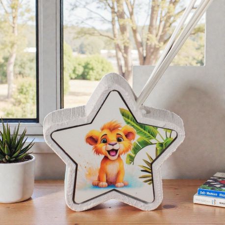 PROFUMA AMBIENTI STELLA CON LEONE: BOMBONIERA UTILE PER BATTESIMO