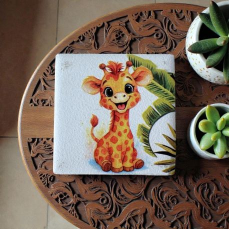 MAGNETE QUADRATO CON GIRAFFA PER BOMBONIERE BATTESIMO