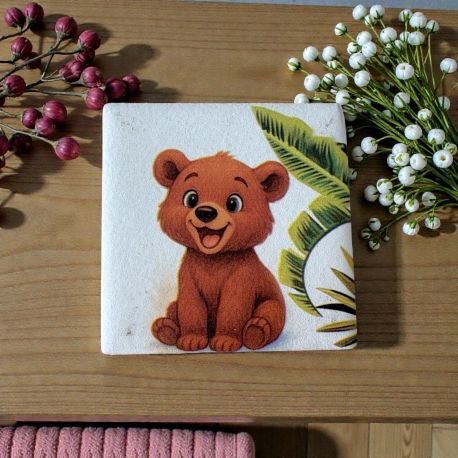 MAGNETE CON ORSETTO TEMA GIUNGLA PER BOMBONIERE 1° COMPLEANNO