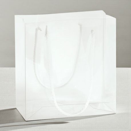 BAG TRASPARENTE CON MANICO IN CORDA