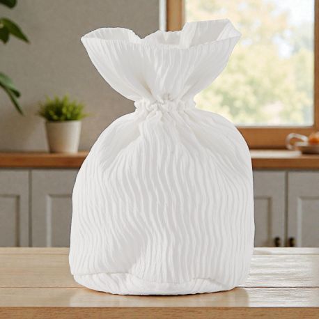 SACCHETTINO PER CONFETTI IN TESSUTO AD ONDE BIANCO PER TUTTI GLI EVENTI