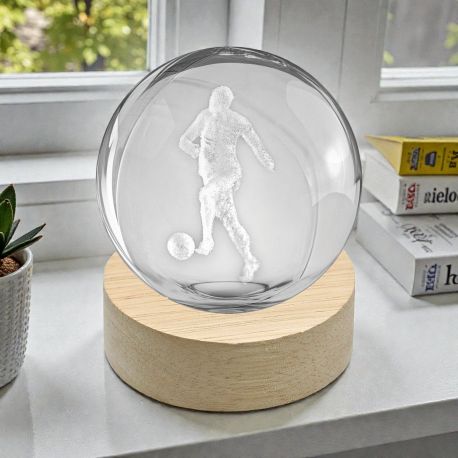 LAMPADA LED A SFERA CON CALCIATORE: BOMBONIERA ORIGINALE E UTILE