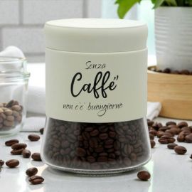 BOMBONIERA UTILE BARATTOLO PORTA CAFFÈ CON SCRITTA "SENZA CAFFÈ NON C'È BUONGIORNO"