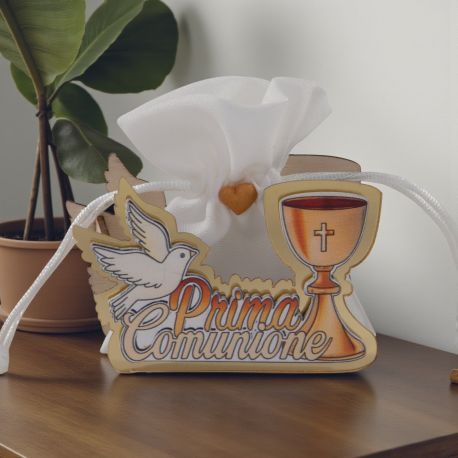 SCATOLINA PER CONFETTI CON COLOMBA E CALICE PER PRIMA COMUNIONE