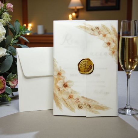 PARTECIPAZIONE A FINESTRA TRASLUCIDA CON SPIGHE PER MATRIMONIO UNICO