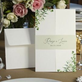 PARTECIPAZIONE A FINESTRA CON FASCIA E FOGLIE PER NOZZE