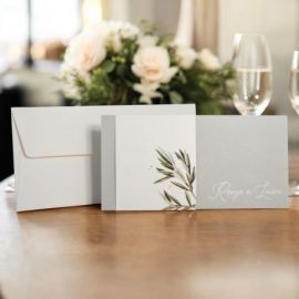 INVITO RETTANGOLARE CON FASCIA E FOGLIE PER MATRIMONI UNICI