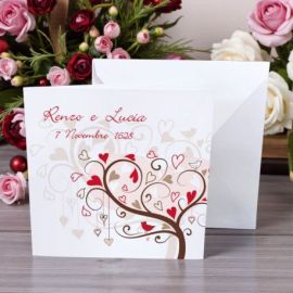 INVITO DI MATRIMONIO CON ALBERO E CUORI PERSONALIZZATO PER SPOSI