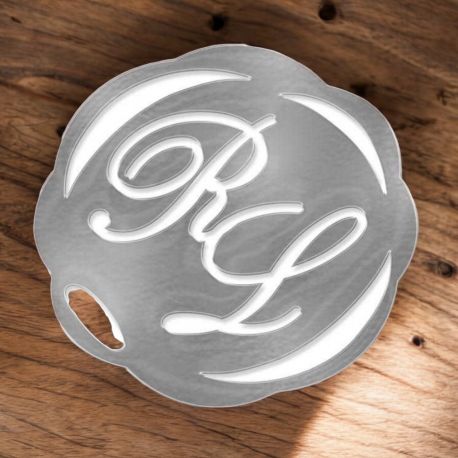 ETICHETTA ADESIVA TIPO CERALACCA CON INIZIALI PER INVITI E BOMBONIERE