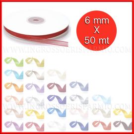 NASTRO ORGANZA TESSUTO VARI COLORI 6MM X 50MT PREZZI INGROSSO ALTA QUALITA NASTRINI PER BOMBONIERE 2019