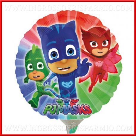 PALLONCINI PJ MASK MYLAR MINISHAPE 9 POLLICI CENTROTAVOLA GUFETTA CAT BOY VERDE BLU ROSSO CARTONI ANIMATI FESTA