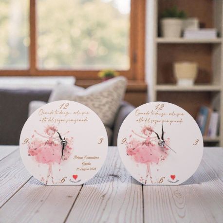 OROLOGIO TEMA DANZA CON BALLERINA PERSONALIZZABILE, BOMBONIERE PRIMA COMUNIONE