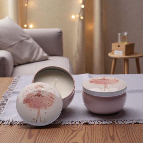 CANDELA IN LATTA CON BALLERINA E TUTU ROSA - BOMBONIERA UNICA PER EVENTI