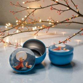 BOMBONIERA SCATOLA IN LATTA PICCOLO PRINCIPE E VOLPE SOTTO LA LUNA