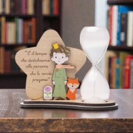 CLESSIDRA CON PICCOLO PRINCIPE E STELLA CON FRASE: BOMBONIERA UNICA E PREZIOSA