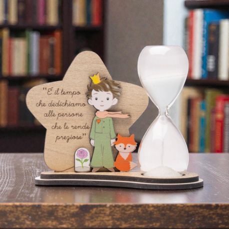 CLESSIDRA CON PICCOLO PRINCIPE E STELLA CON FRASE: BOMBONIERA UNICA E PREZIOSA