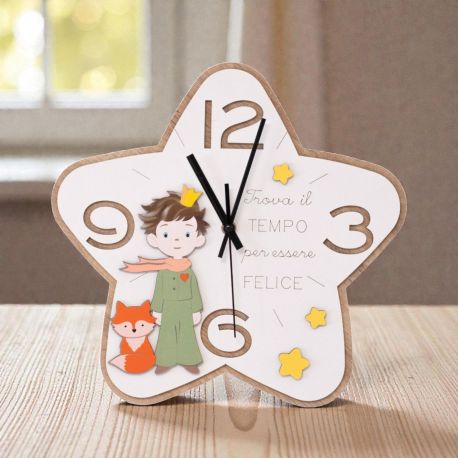 OROLOGIO A FORMA DI STELLA CON PICCOLO PRINCIPE PER BOMBONIERE UNICHE