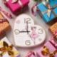 OROLOGIO DA PARETE CUORE CON BALLERINA E FRASI PER BATTESIMO UNICO