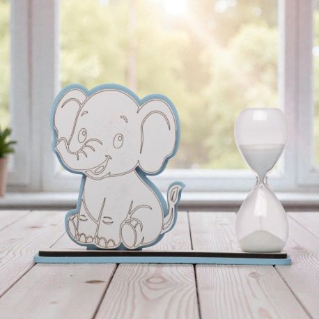 CLESSIDRA CON ELEFANTINO: BOMBONIERA SOLIDALE PER BATTESIMO E PRIMO COMPLEANNO