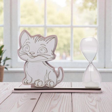 CLESSIDRA CON GATTINO: BOMBONIERA ORIGINALE PER BATTESIMO E PRIMO COMPLEANNO