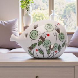 PALLONCINO LAMPADA LED TRAFORATO CON CUORICINI E FIORI VERDI