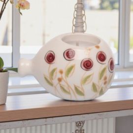 PORTACANDELA PALLONCINO CON FIORI ROSA PER BATTESIMO E COMUNIONE