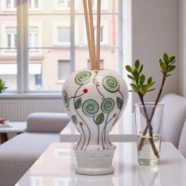 PROFUMATORE AMBIENTE MONGOLFIERA CON BOCCIOLI VERDI PER BOMBONIERE UNICHE