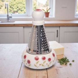 GRATTUGGIA MULTIUSO DIPINTA A MANO CON BOCCIOLO ROSA PER BOMBONIERE UNICHE