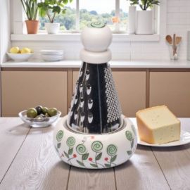 GRATTUGGIA MULTIUSO DIPINTA A MANO CON BOCCIOLO VERDE PER BOMBONIERA