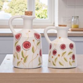 OLIERA DUE DIMENSIONI DIPINTA A MANO CON TAPPO IN SUGHERO PER BOMBONIERE SOLIDALI MATRIMONIO