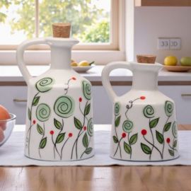 OLIERA DIPINTA A MANO CON TAPPO IN SUGHERO PER BOMBONIERE ORIGINALI