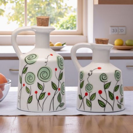 OLIERA DIPINTA A MANO CON TAPPO IN SUGHERO PER BOMBONIERE ORIGINALI