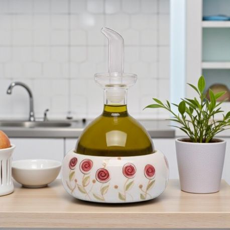 OLIERA CON PIATTINO DIPINTO A MANO: BOMBONIERA ORIGINALE E SOLIDALE