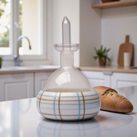 OLIERA DIPINTA A MANO CON PIATTINO E TAPPO DOSATORE BOMBONIERE UNICHE SOLIDALI