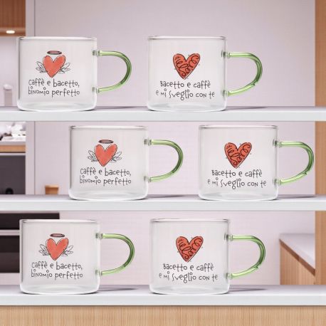 SET 6 TAZZINE ASSORTITE CON FRASI PER BOMBONIERE ORIGINALI E SOLIDALI